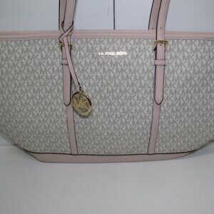 Michael Kors Logo Tote Bag – Light Beige & Pink – Brand New
